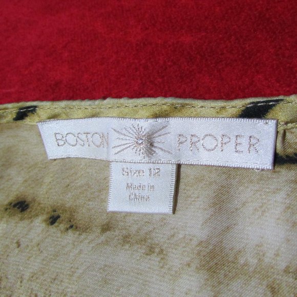 Boston Proper Animal Print Blouse Tank Gold Brown Top - Picture 10 of 11